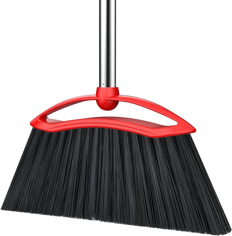 EZKEY Heavy Duty Broom, 54-inch Adjustable Long Handle Angle Brooms Large Brooms for Sweeping Indoor and Outdoor Commercial Broom for Home Kitchen Patio Garage Porch Courtyard Classroom, Red - Image 1